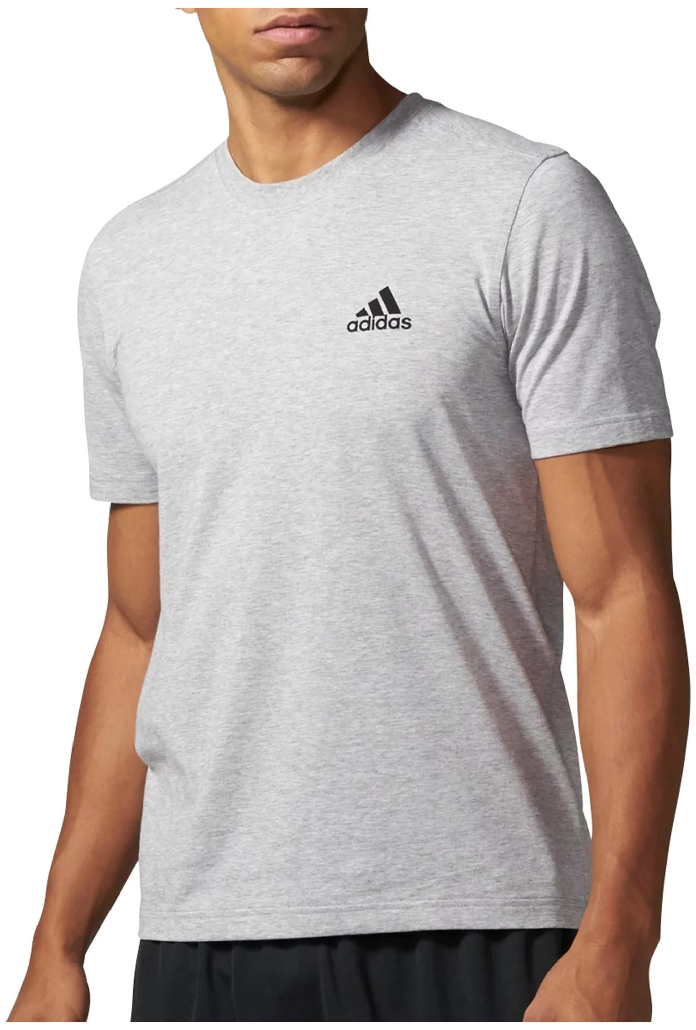adidas Men's Essentials Droptail 3-Stripes T-Shirt (Medium Grey Heather, M)