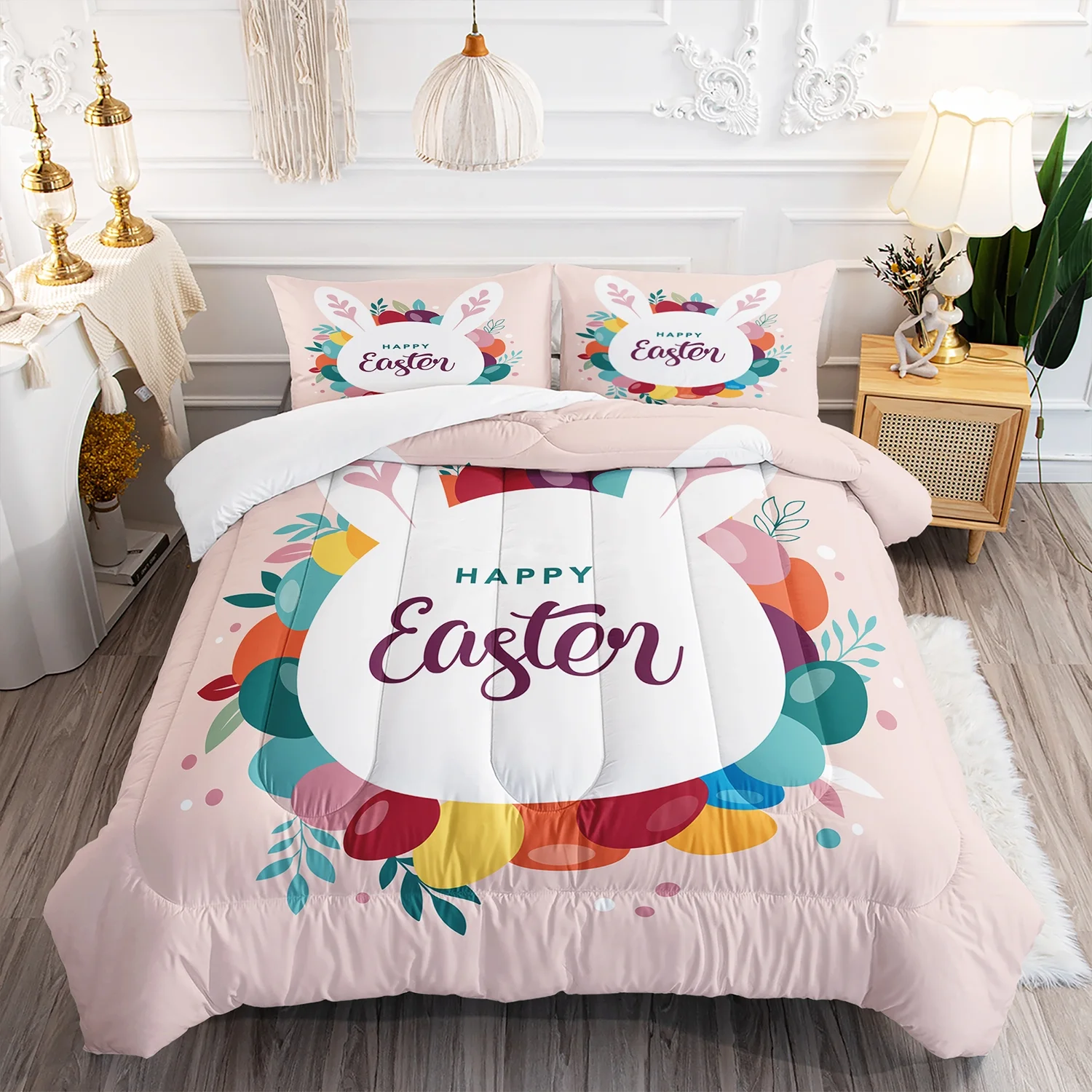 Hosima 3-Piece 3D Digital Printed Comforter Series, Easter Themed Comforter, Children's and Adult Room Decoration, Bedding Series,2123912306-Twin-C