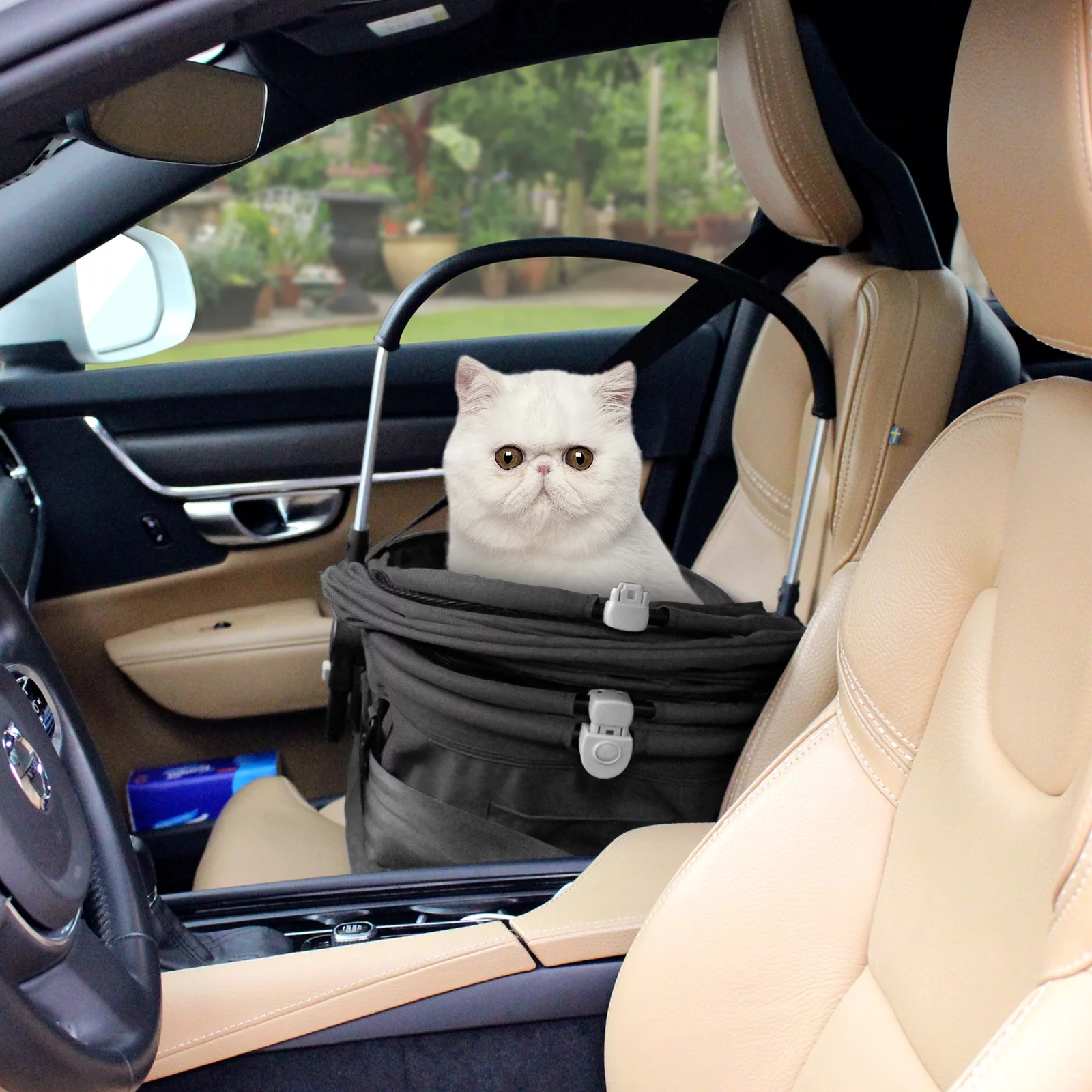 Beberoad Pets Pet Stroller for Small Dogs & Cats, with Removable Basket & Foldable Cart Frame, Inner Space Size 18.9