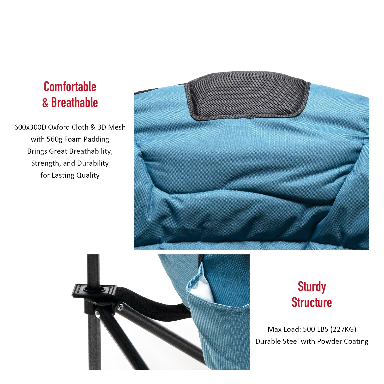 SunnyFeel Folding Camping Club Chair, Oversized Moon Chair, Comfortable Padded Sofa (Blue)