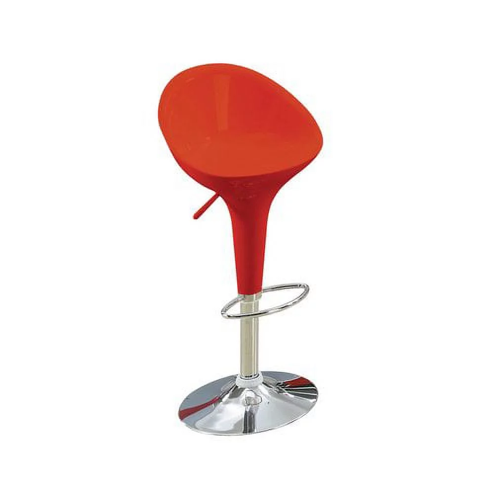 ACME Sybil Adjustable Stool with Swivel and Mid Back, Red & Chrome (Set of 2)