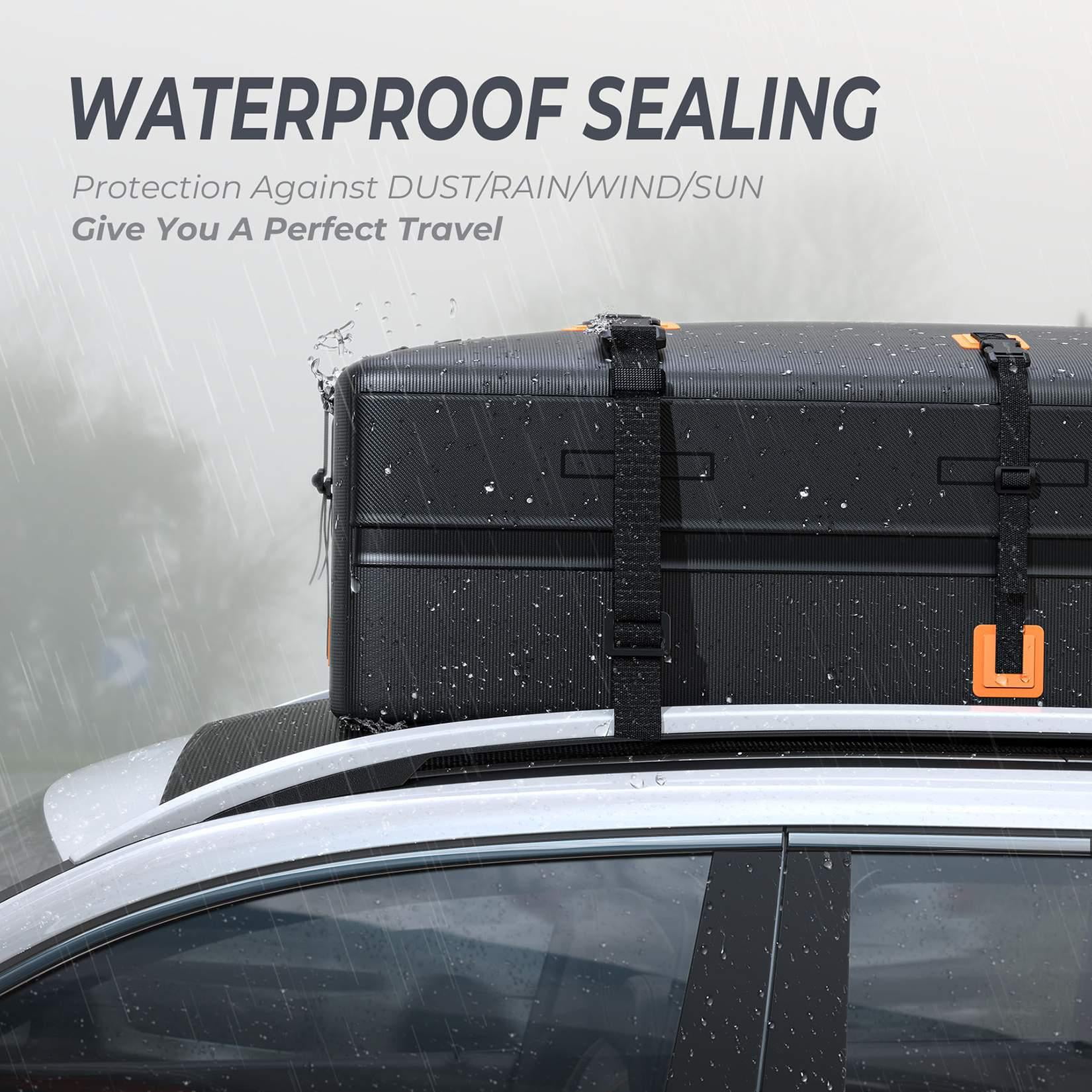 Adnoom Car Roof Bag 100% Waterproof Rooftop Cargo Carrier 21 Cubic feet Car Luggage Storage Bag Anti-Slip Mat Fits All Vehicle with/Without Rack