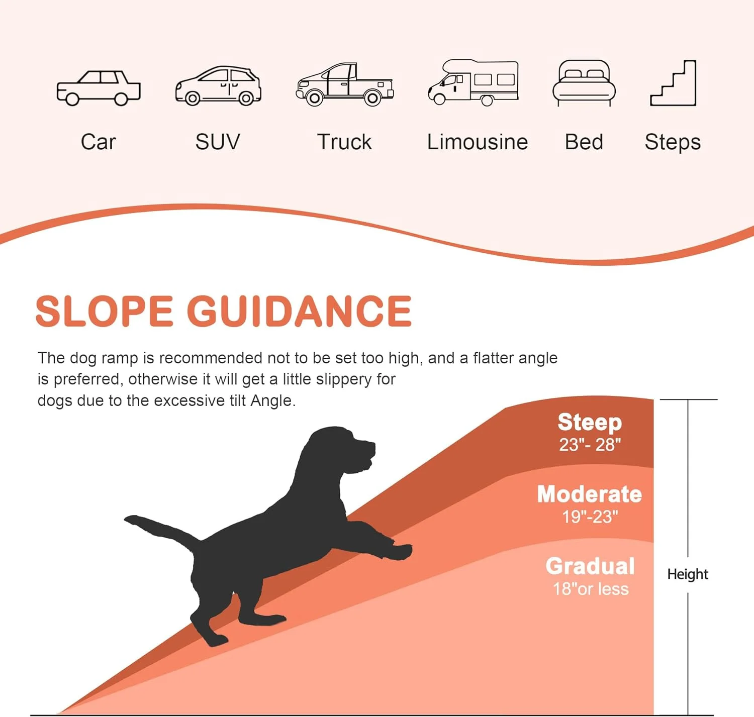 62Inch Portable Dog Ramp for Large Dogs Folding Pet Ramp for Truck Car SUVs Non-Slip Dog Stairs Step Ladder with Raised Siderails