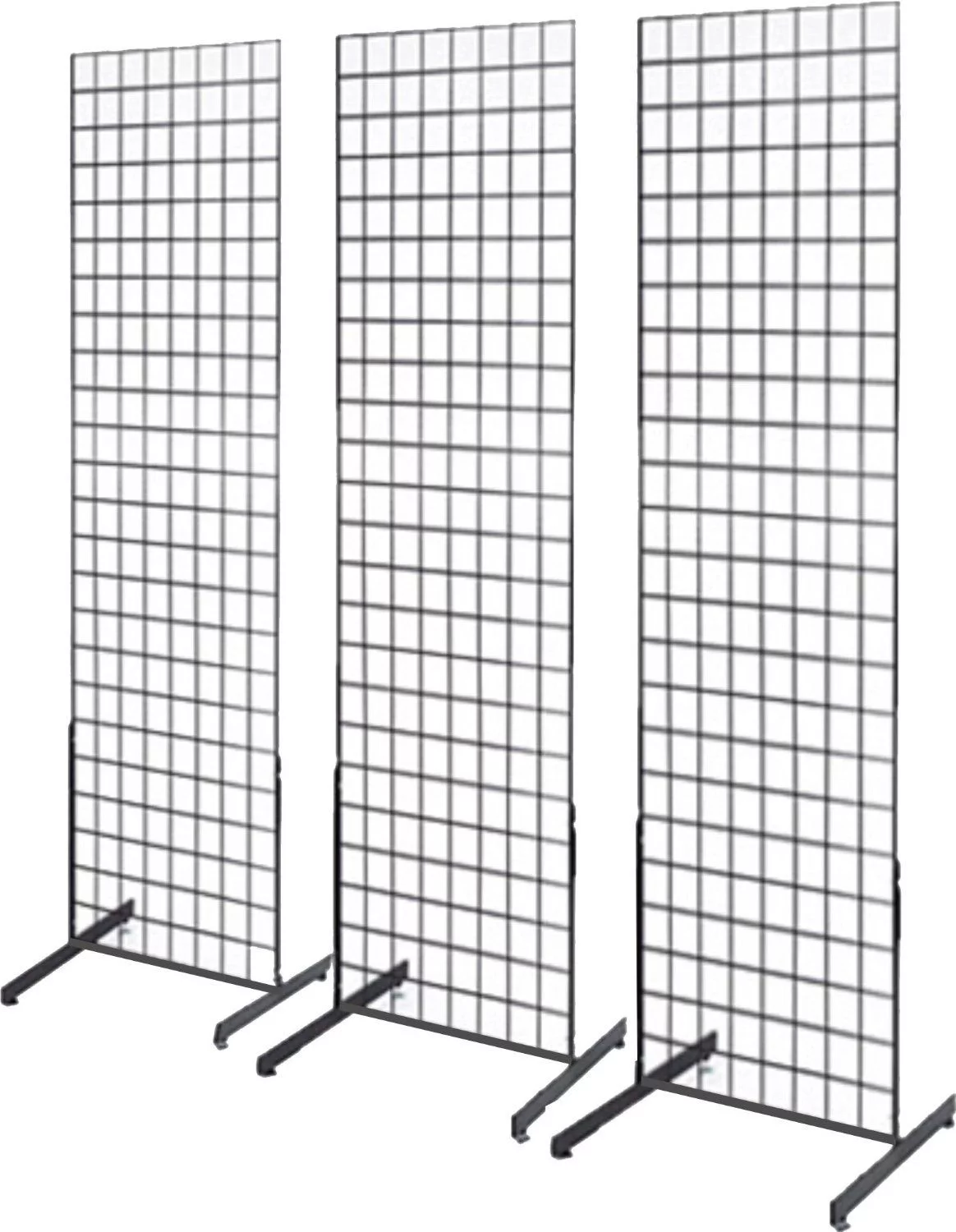 Gridwall Panel Tower with T-Base Floorstanding Display Kit, 3-Pack Black 2'x5'