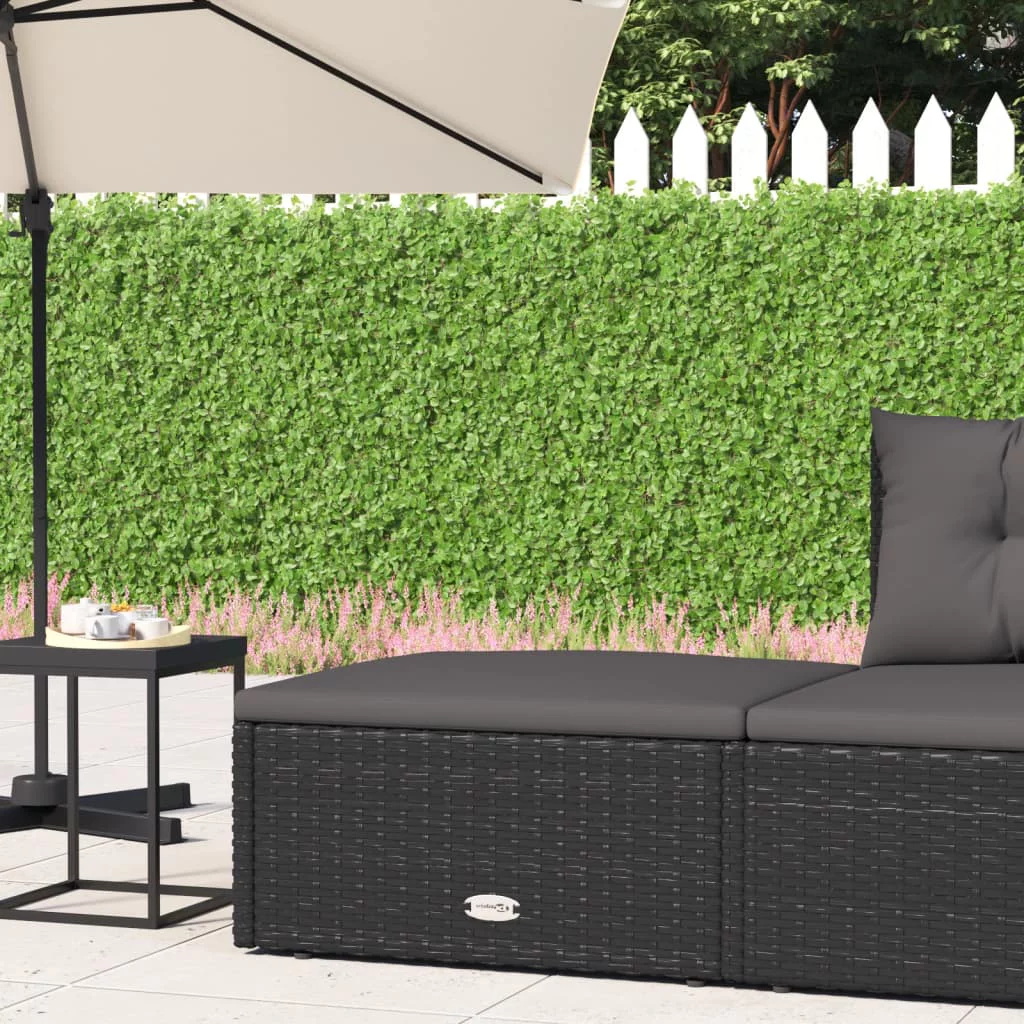 Suzicca Patio Footstool with Cushion Black Poly Rattan
