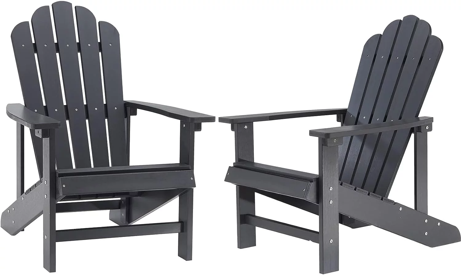 Efurden Adirondack Chair Set of 2, Weather Resistant & Durable Fire Pits Chair for Lawn and Garden, 350 lbs Load Capacity, Polystyrene (Black)