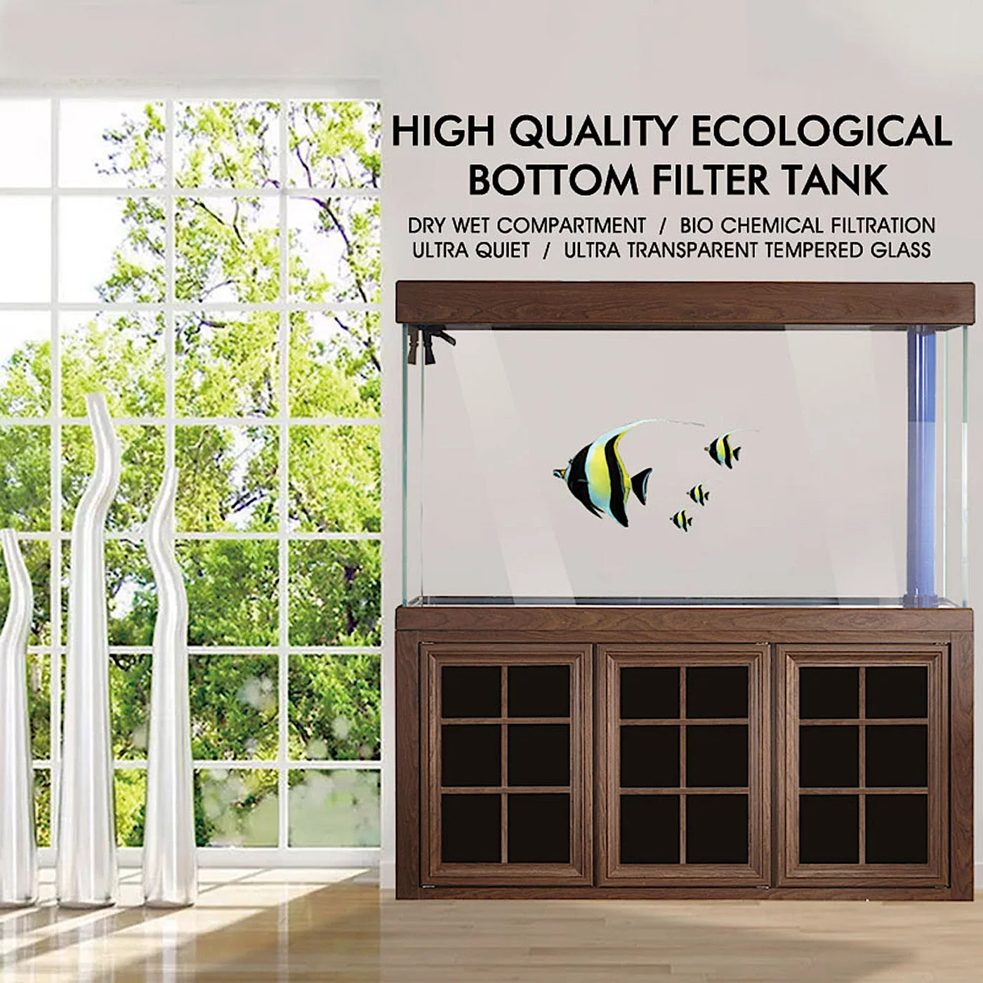 Aqua Dream 175 Gallon Tempered Glass All-in-one Aquarium Darkwood