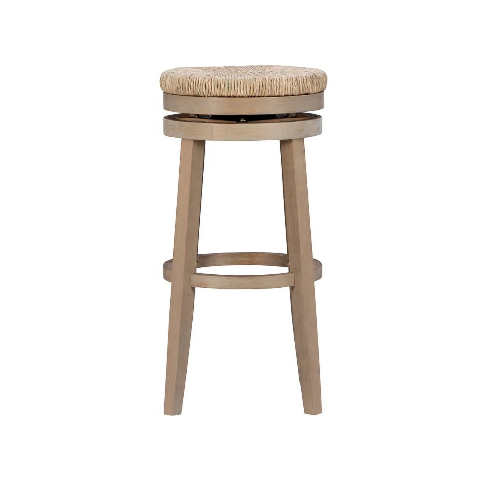 Home Square 3 Piece Solid Wood Swivel Rush Bar Stool Set in Natural Brown