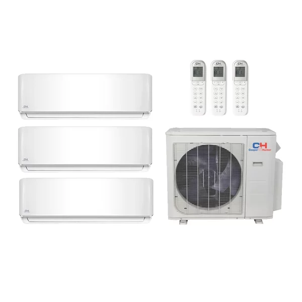 Cooper & Hunter 36,000 Btu 22.5 Seer 3-Zone Ductless Mini Split Heat Pump System - 9k-9k-18k