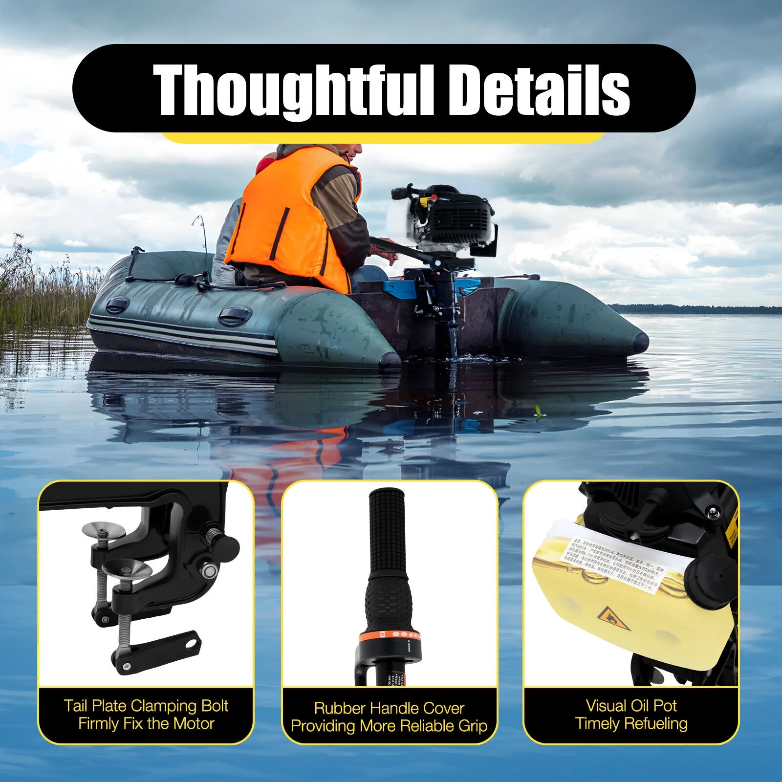 4HP 4 Stroke Outboard Motor Fishing Boat Engine with Air Cooling System CDI