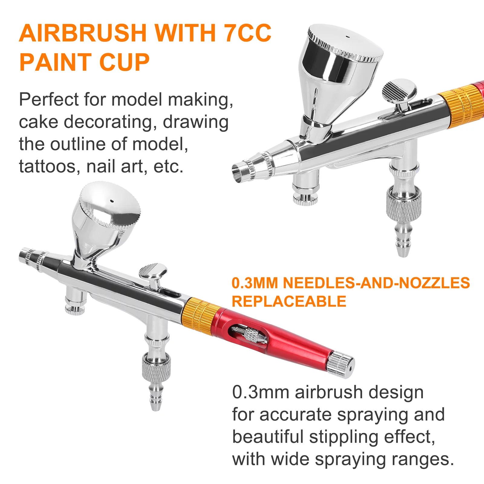 Arealer Multi-purpose Professional 0.3mm Airbrush Air Compressor Kit 20-35PSI Airbrush Pen Air Pump Set for Model Making DIY Art Lacquer