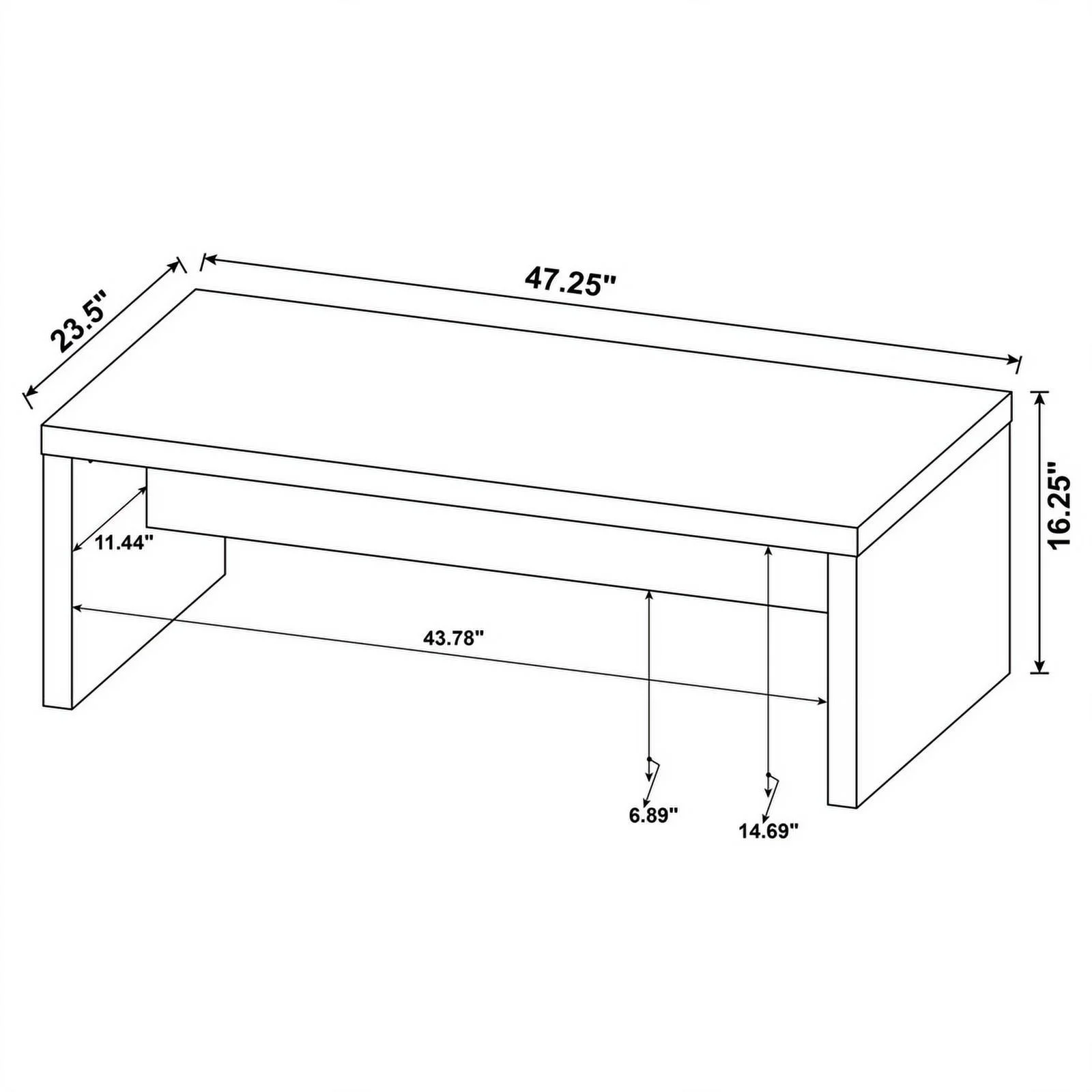 Pemberly Row Rectangular Farmhouse Engineered Wood Coffee Table in Brown