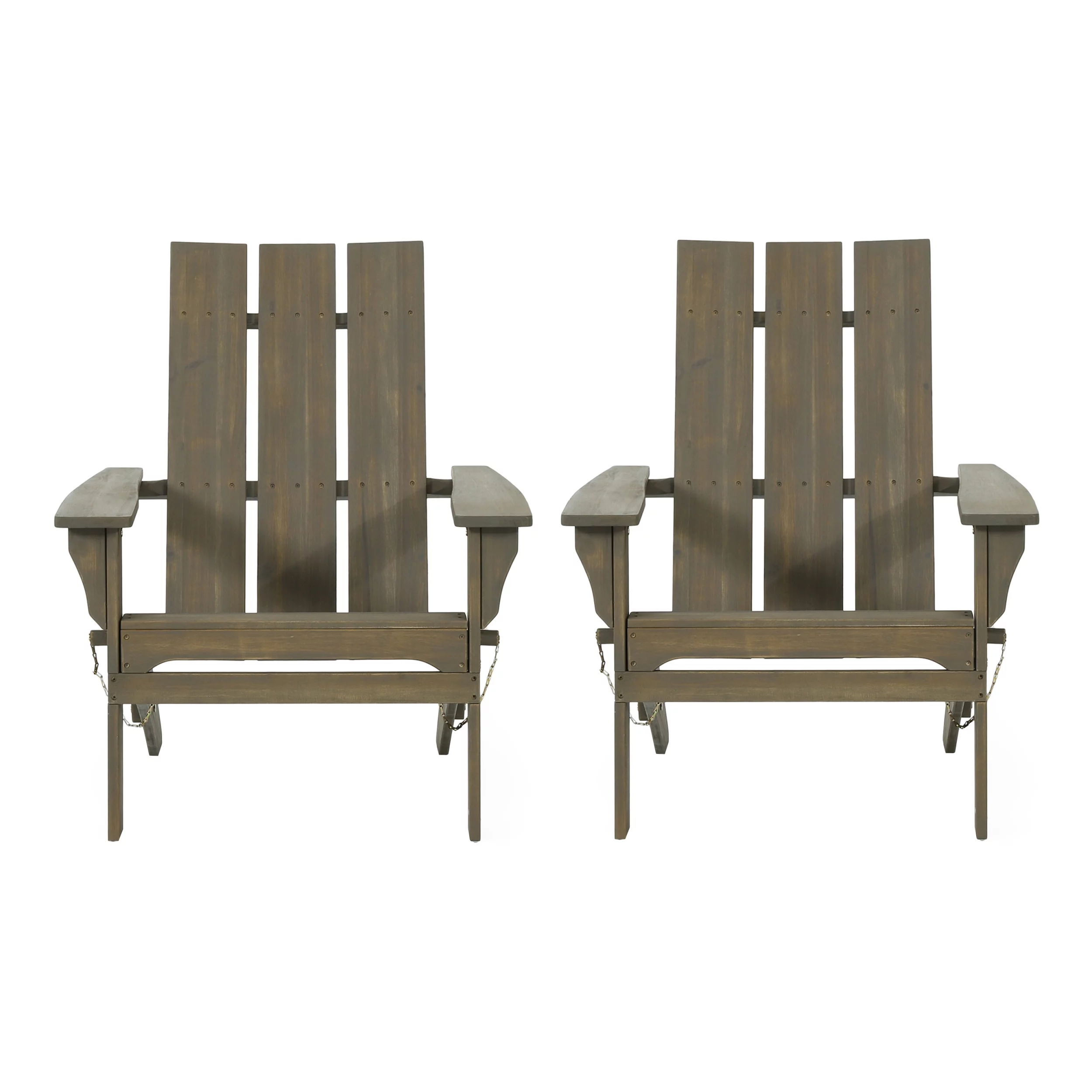 Eliphaz Acacia Wood Outdoor Foldable Adirondack Chairs, Set of 2, Gray