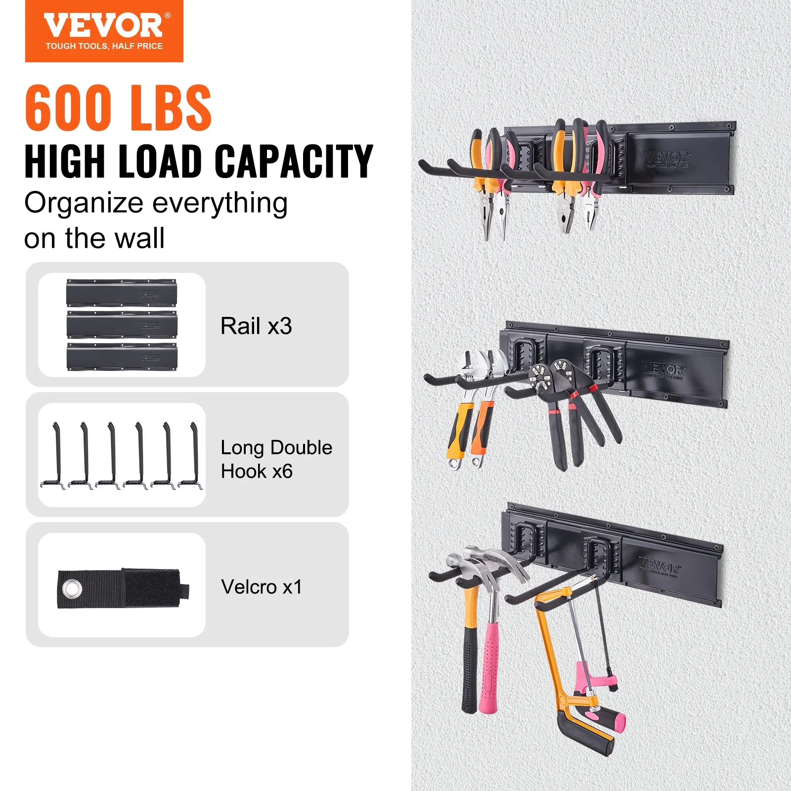 BENTISM Garage Tool Organizer Storage Rack Holder Wall Mounted Heavy Duty 600 lbs