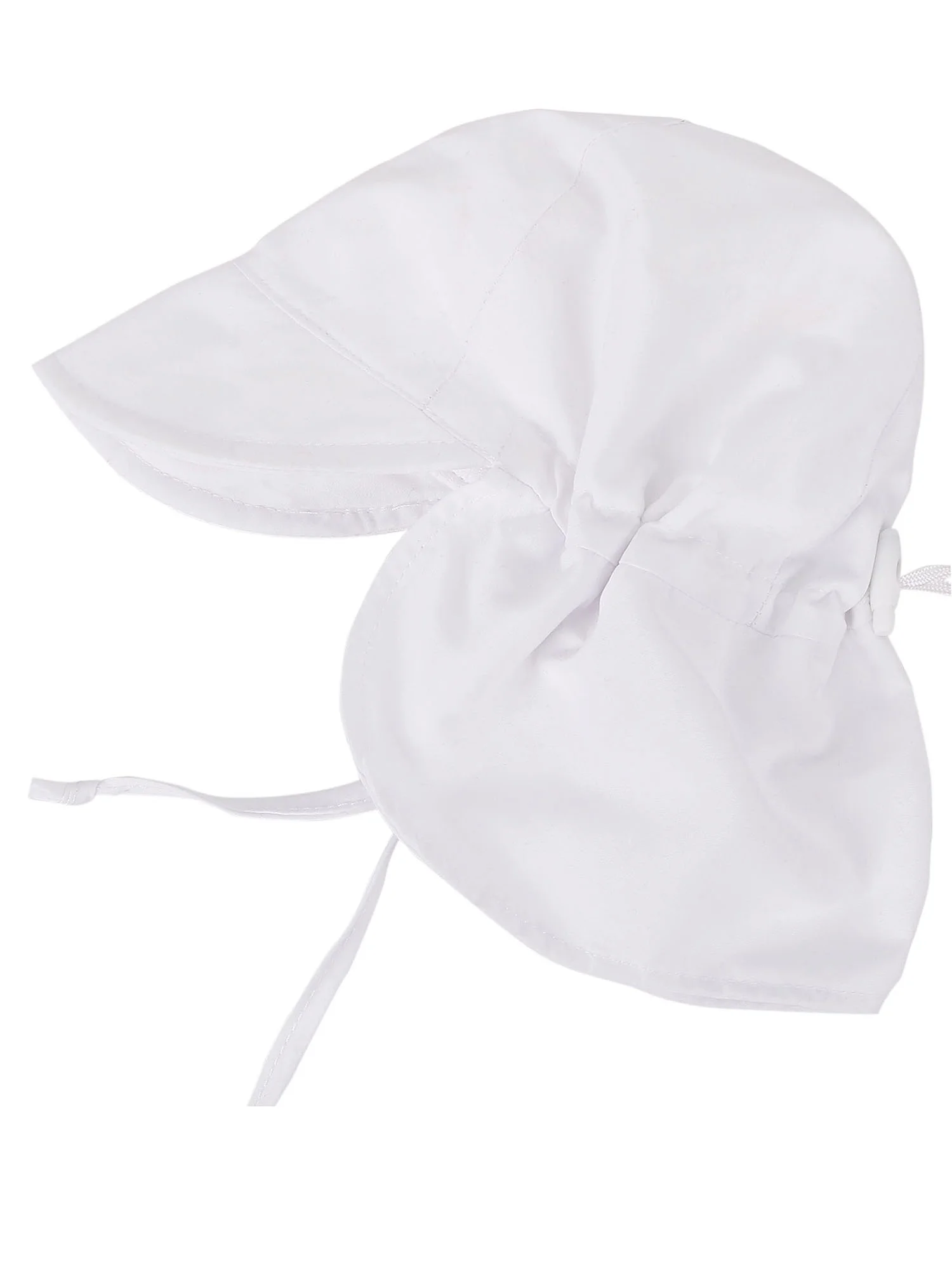 UPF 50+ UV Ray Sun Protection Baby Hat w/ Neck Flap & Drawstring,White,2-4 Years