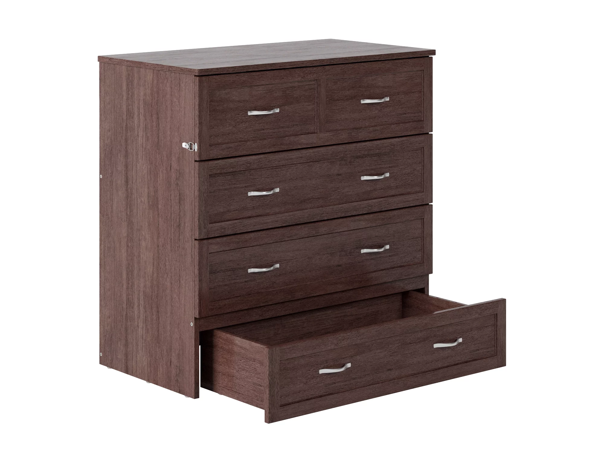 AFI Northfield Twin XL Wood Murphy Bed Chest with Mattress, Drawer & Charger, Burnt Amber
