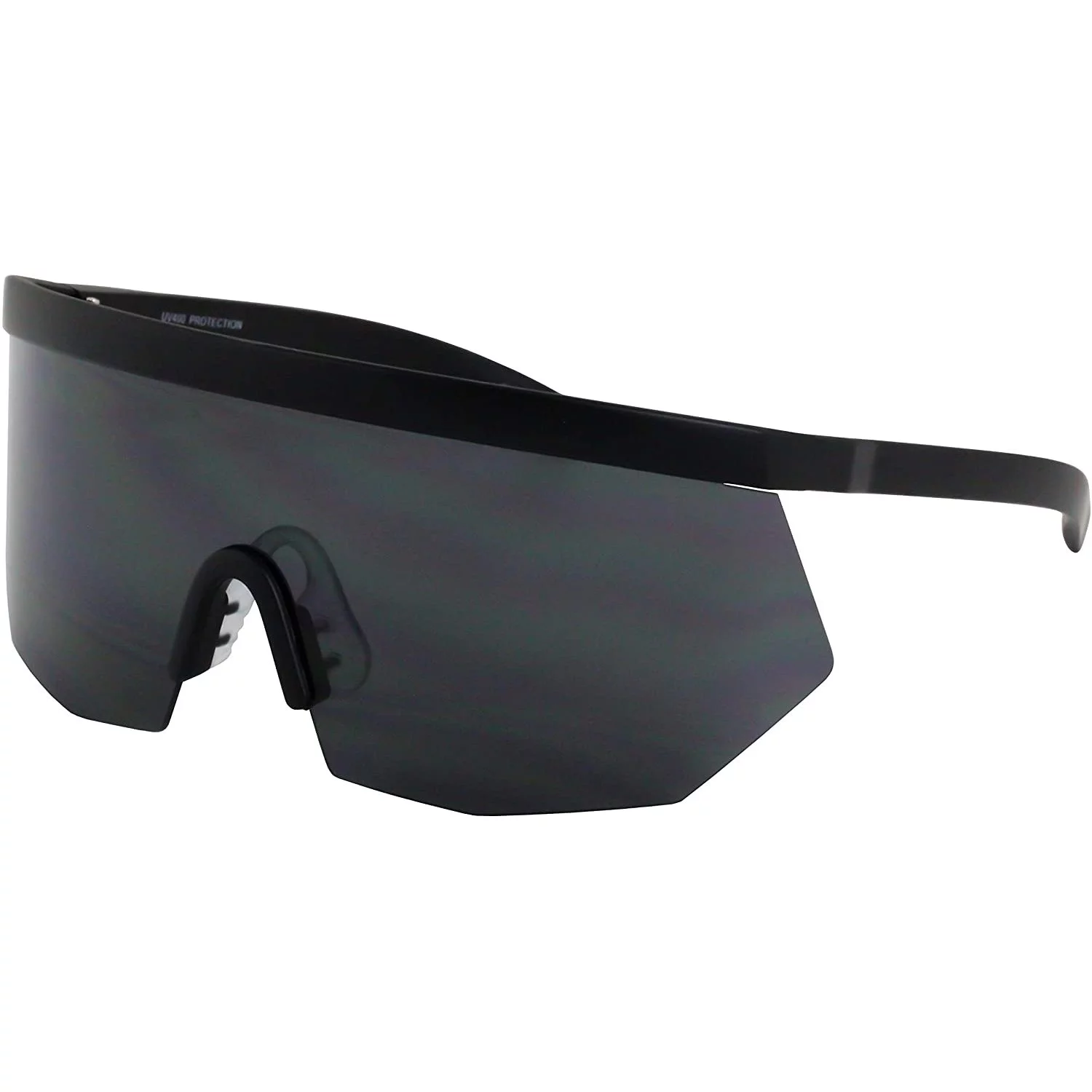Oversized Super Shield Rainbow Mirrored Lens Semi Rimless Style Sunglasses
