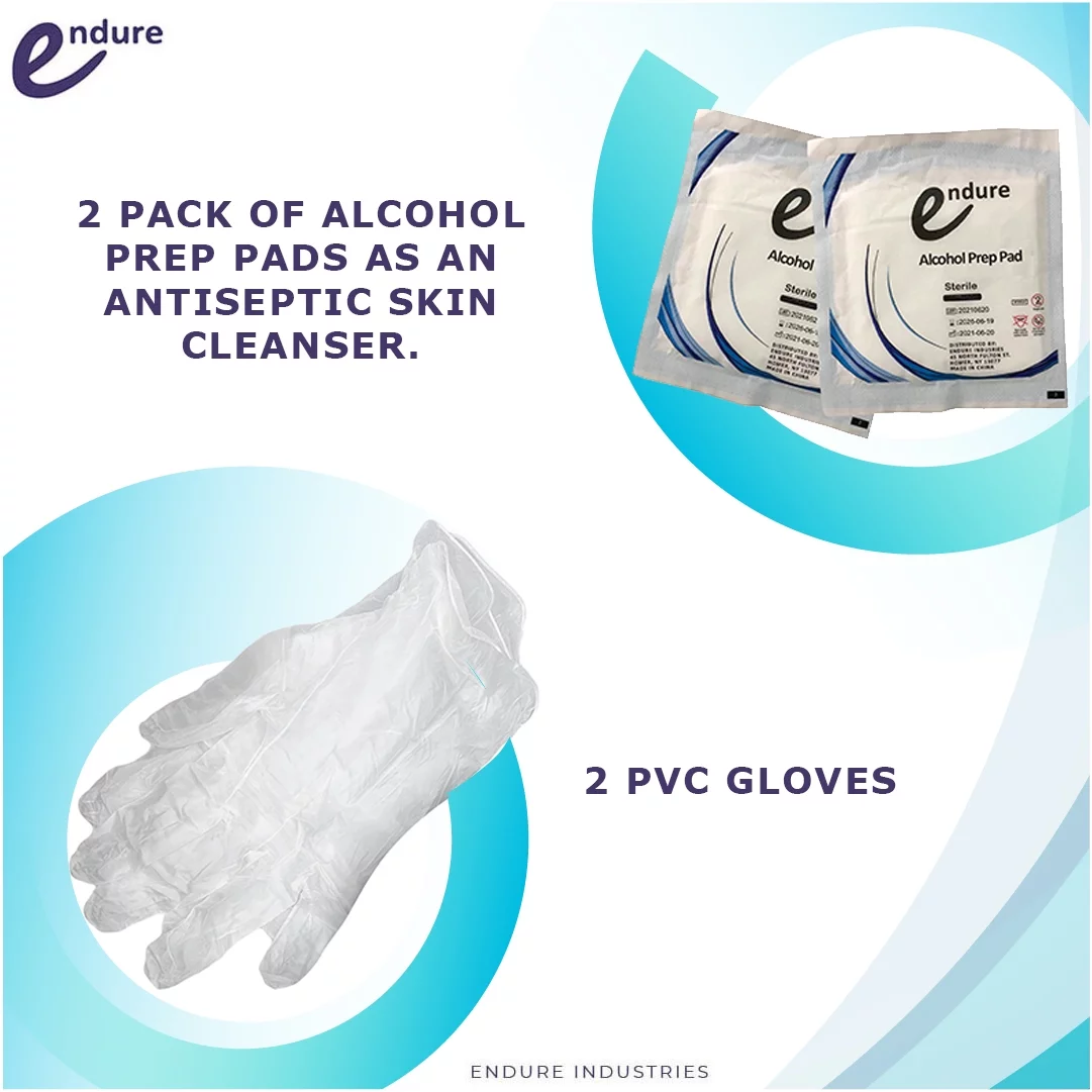 Endure Adult CPR Mask and Kit, 3 Pack of First Responder Kit in a Red Soft Case with Mask, Two PVC Gloves and Two Alcohol Prep Pads (3)