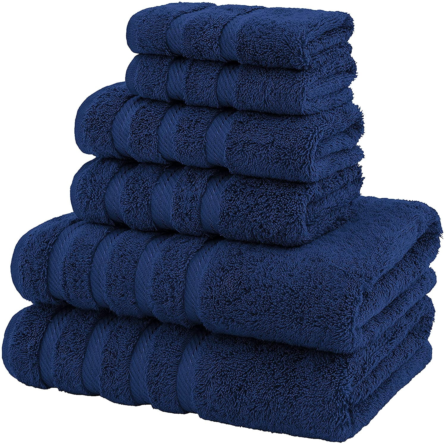 American Soft Linen Towel Set, 2 Bath Towels 2 Hand Towels 2 Washcloths Super Soft and Absorbent 100% Turkish Cotton Towels for Bathroom and Kitchen Shower Towel Navy Blue