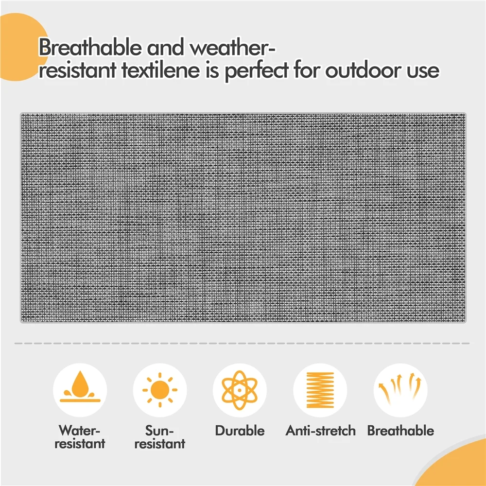 SmileMart 2-Seater Texteline Fabric Glider Bench with Table for Outdoor