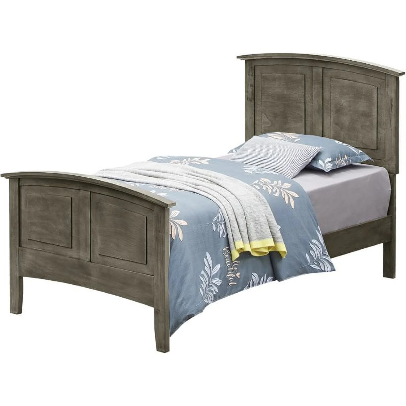 Home Square 3-Piece Set with Twin Bed 5-Drawer Chest and Nightstand in Gray