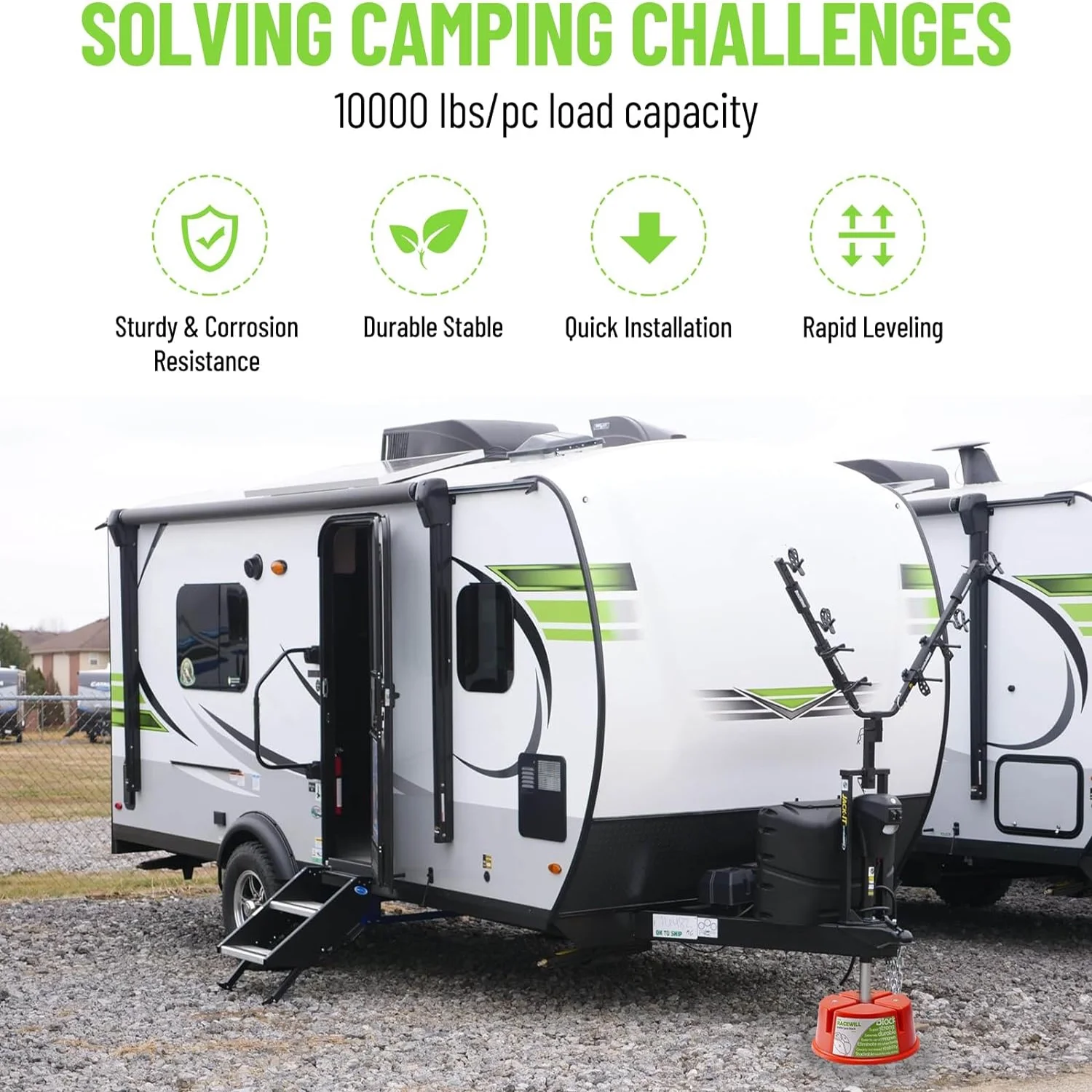 2 Pack Trailer Jack Blocks, RV Camper Stabilizer Blocks Round with Magnets for Travel Trailer or Fifth Wheel Leveling Stabilizers Jack Stands