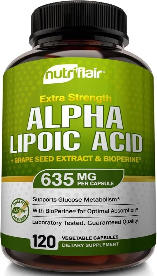 NutriFlair Alpha Lipoic Acid 600mg per Capsule, 120 Vegetarian Capsules
