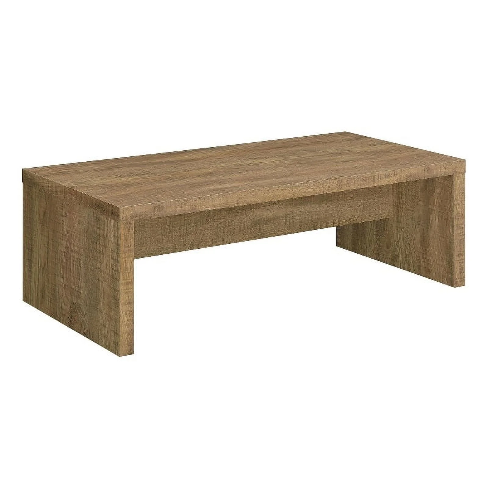 Pemberly Row Rectangular Farmhouse Engineered Wood Coffee Table in Brown