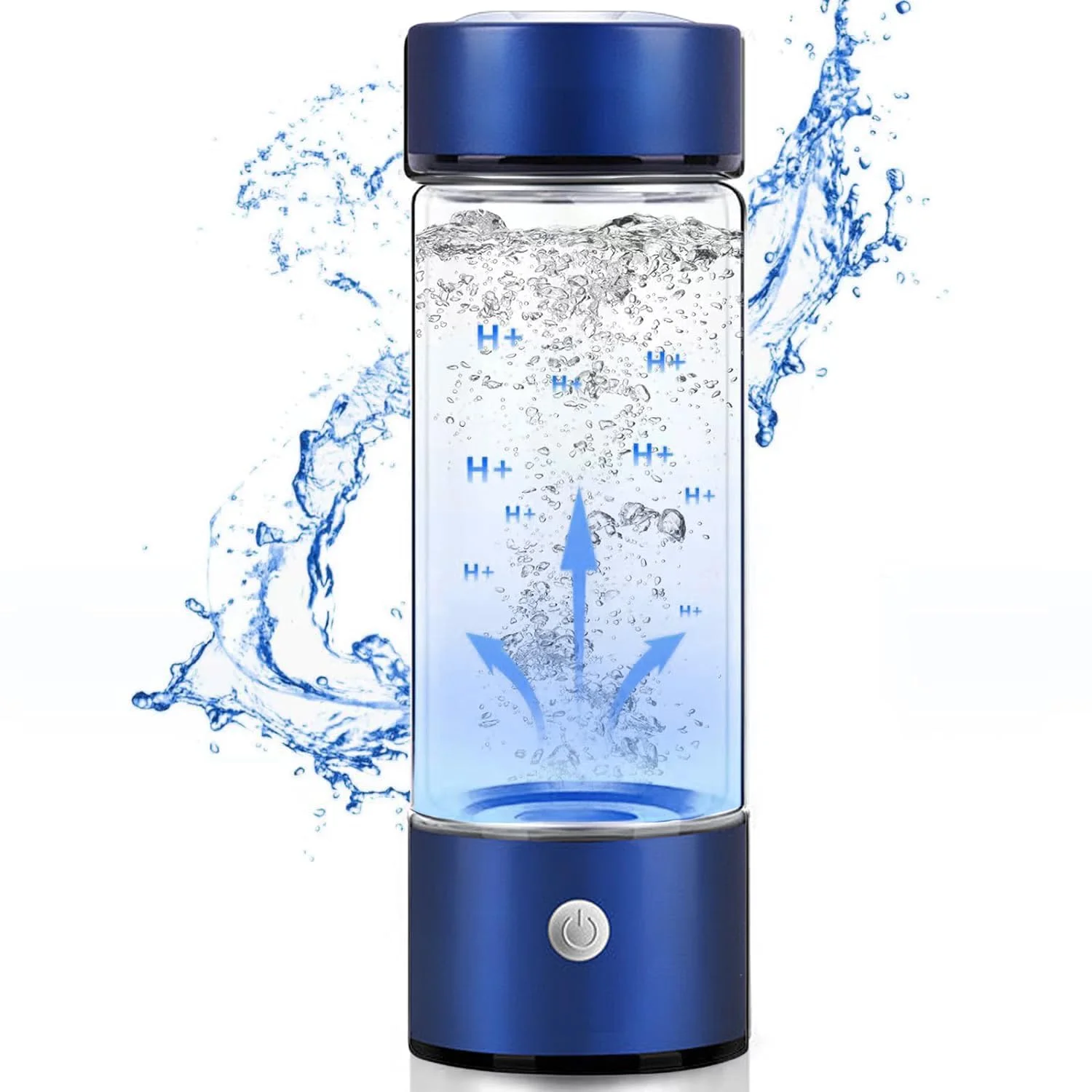 420ml Hydrogen Water Bottle, Portable Rechargeable Hydrogen Water Ionizer for Home Office Travel, Blue