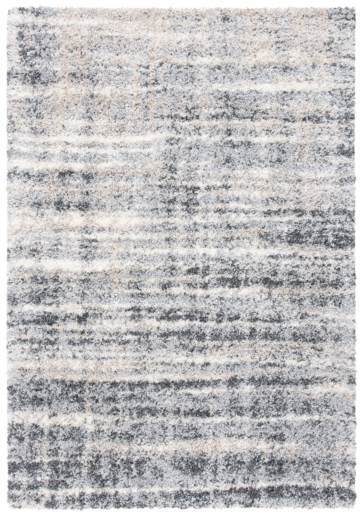 SAFAVIEH Fontana Shag Darden Abstract Plush Area Rug, Grey/Ivory, 9' x 12'