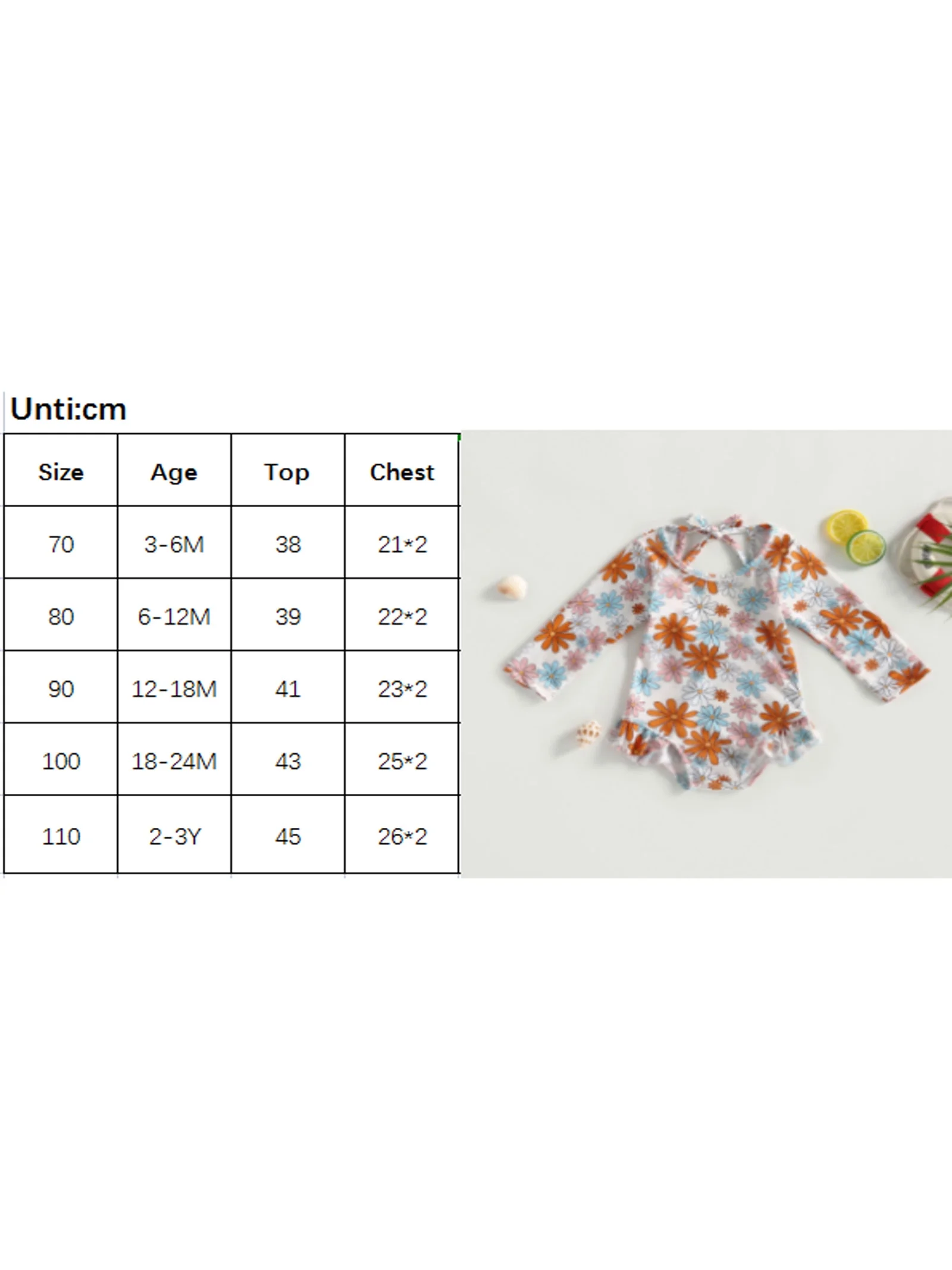 Infant Baby Girls Long Sleeve Swimwear Beach Wear Cute O Neck Ruffle Floral Swimsuit Bathing Suit