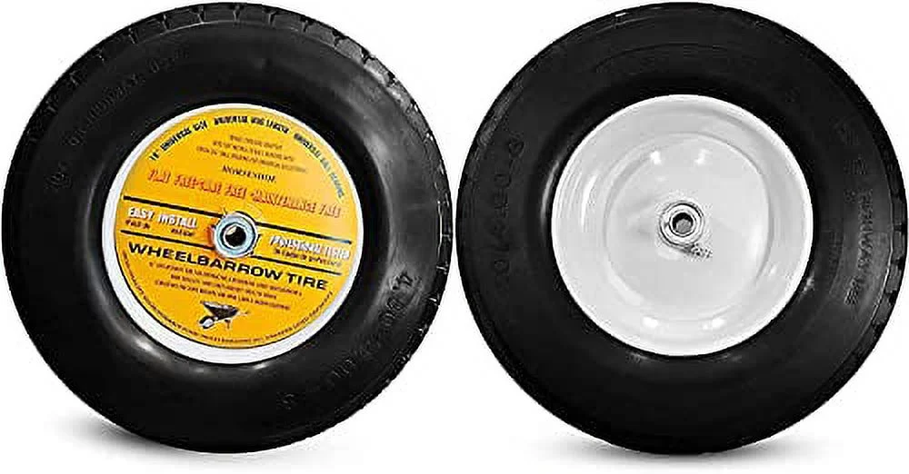 New HORSESHOE Commercial Knobby 4.80/4.00-8 Solid Flat-Free Wheelbarrow Cart 16