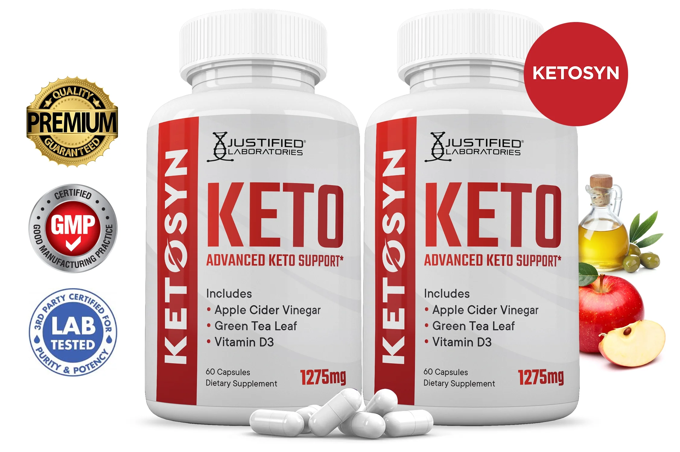 (2 Pack) Ketosyn Keto ACV Pills 1275mg Alternative to Gummies Dietary Supplement 120 Capsules