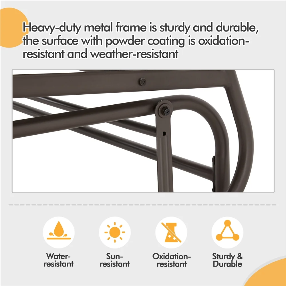 SmileMart 2-Seater Texteline Fabric Glider Bench with Table for Outdoor