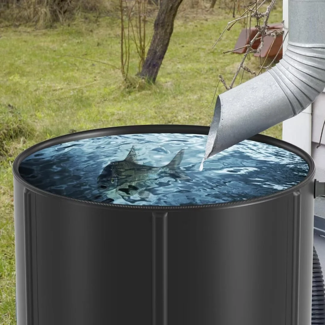 Docred 53 Gallon Collapsible Rain Barrel,Large Capacity, Portable Rain Barrels, Portable Water Tank Storage Container, PVC Rainwater Collection System Including Spigots and Overflow Kit