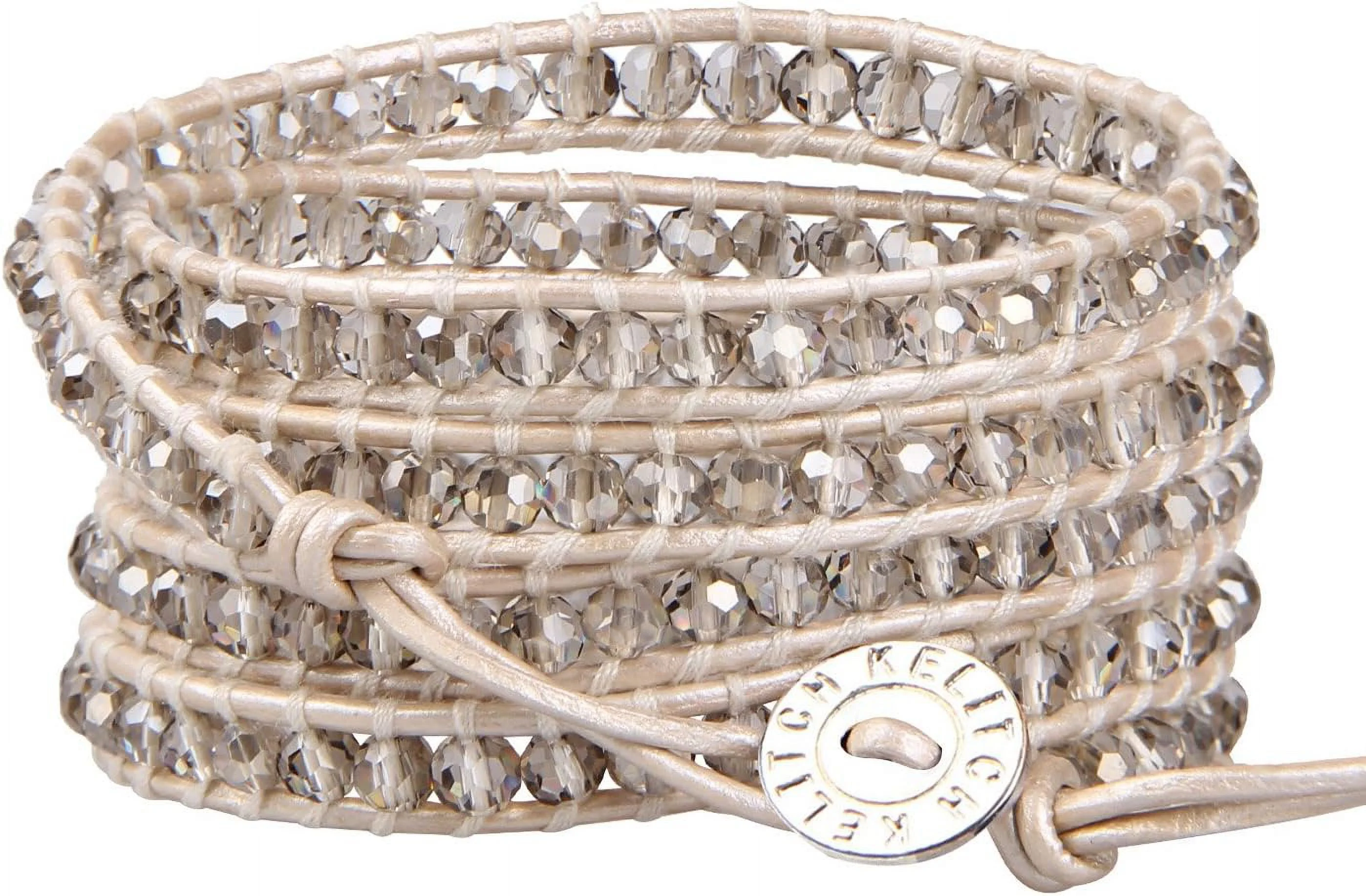 Fashion Gray Crystal Beaded 5 Wrap Bracelet On Leather Friendship Bracelets Jewelry for Womens