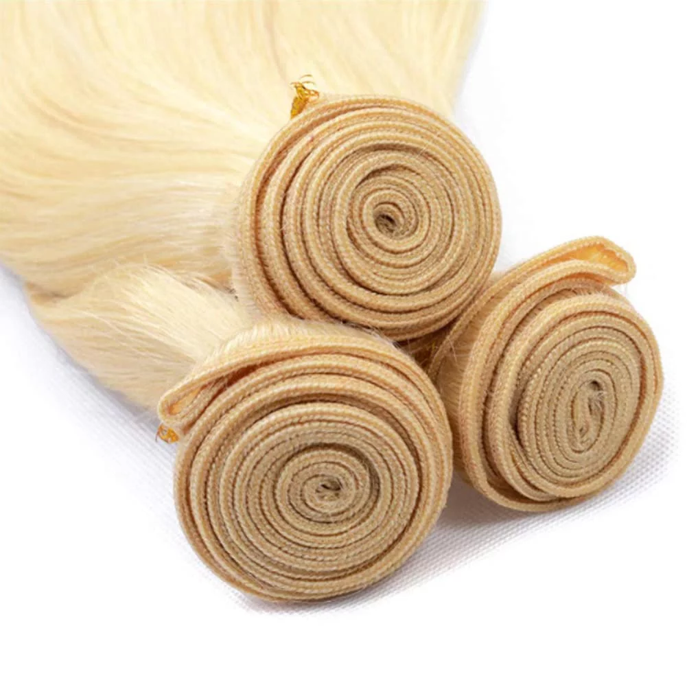 613 Blonde 3 Bundles Human Hair Straight Hair Brazilian Blonde Human Hair Bundle 100% Virgin Remy Hair Bundles Human Hair Extensions