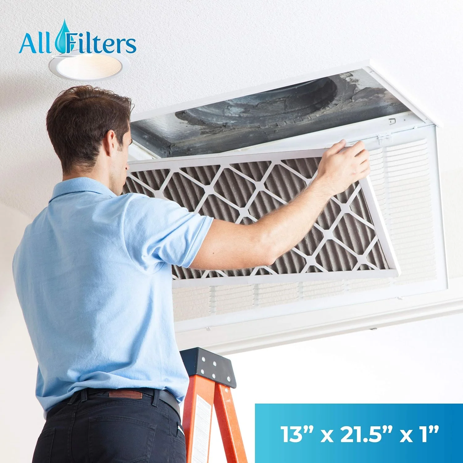 SpiroPure 13X21.5X1 MERV 8 Pleated Air Filters - Made in USA (6 Pack)