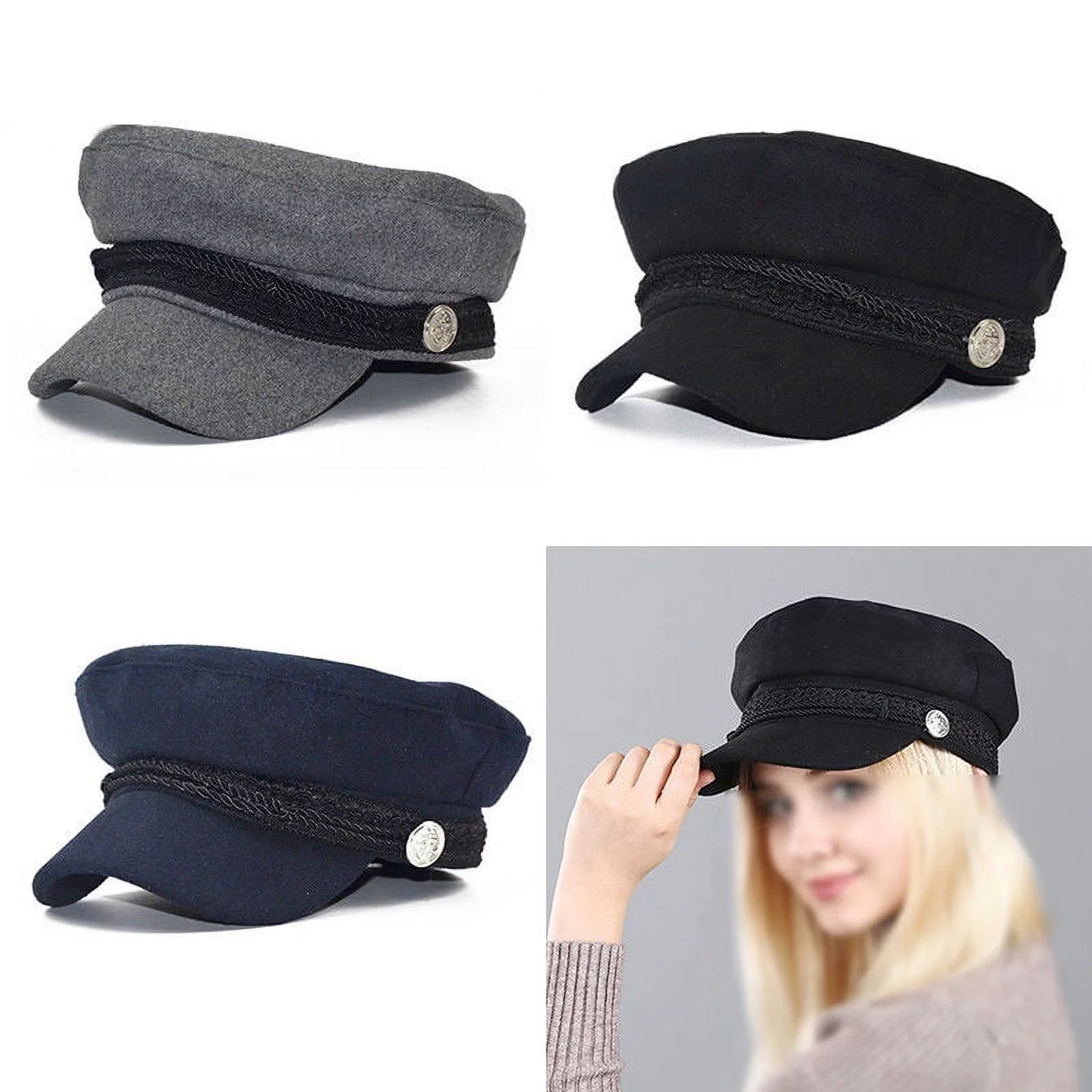 Men Women Cotton Greek Fisherman Hat Newsboy Sailor Army Cap Peaked Cap