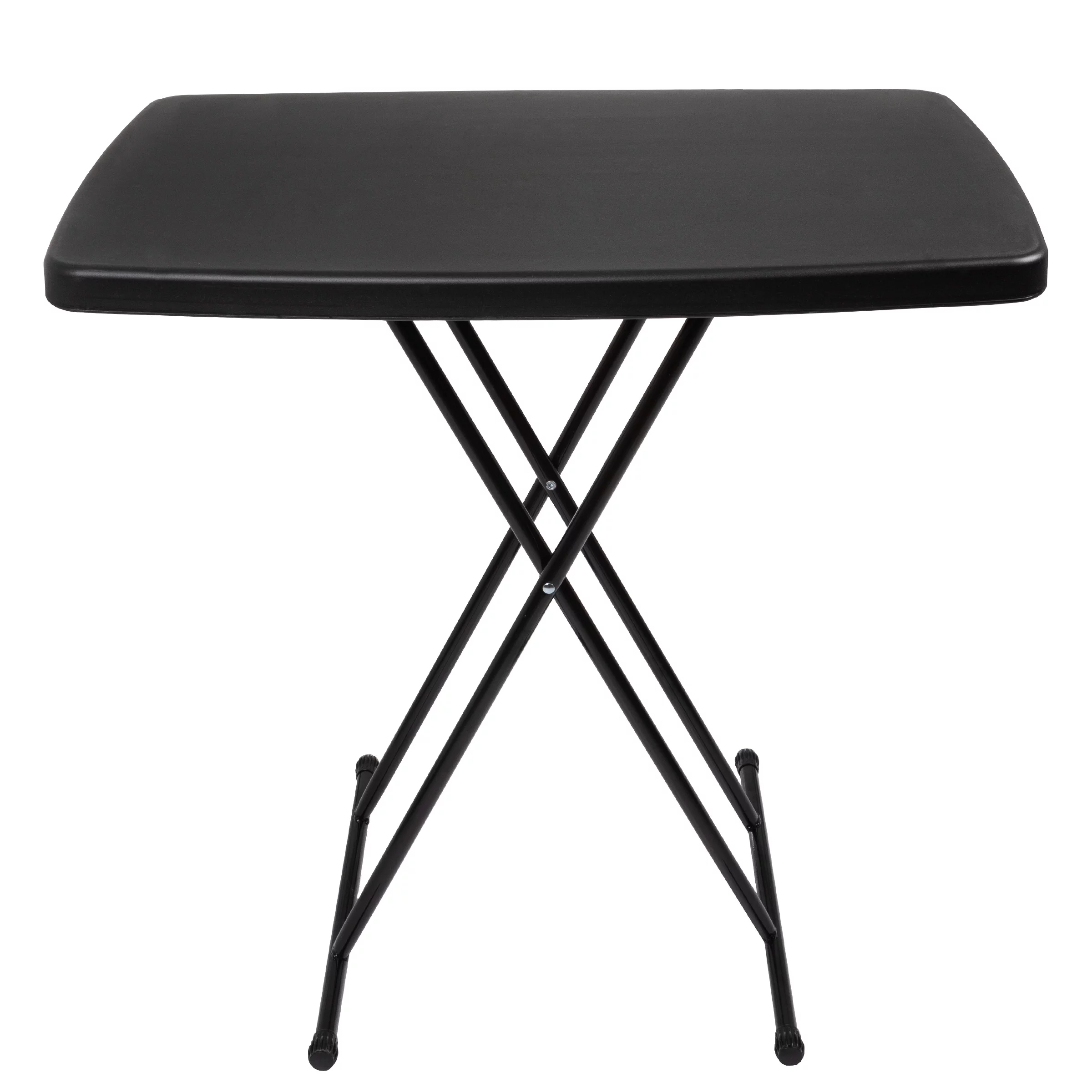 Everyday Home Adjustable Folding Table for Camping, Cards and Crafts, Black