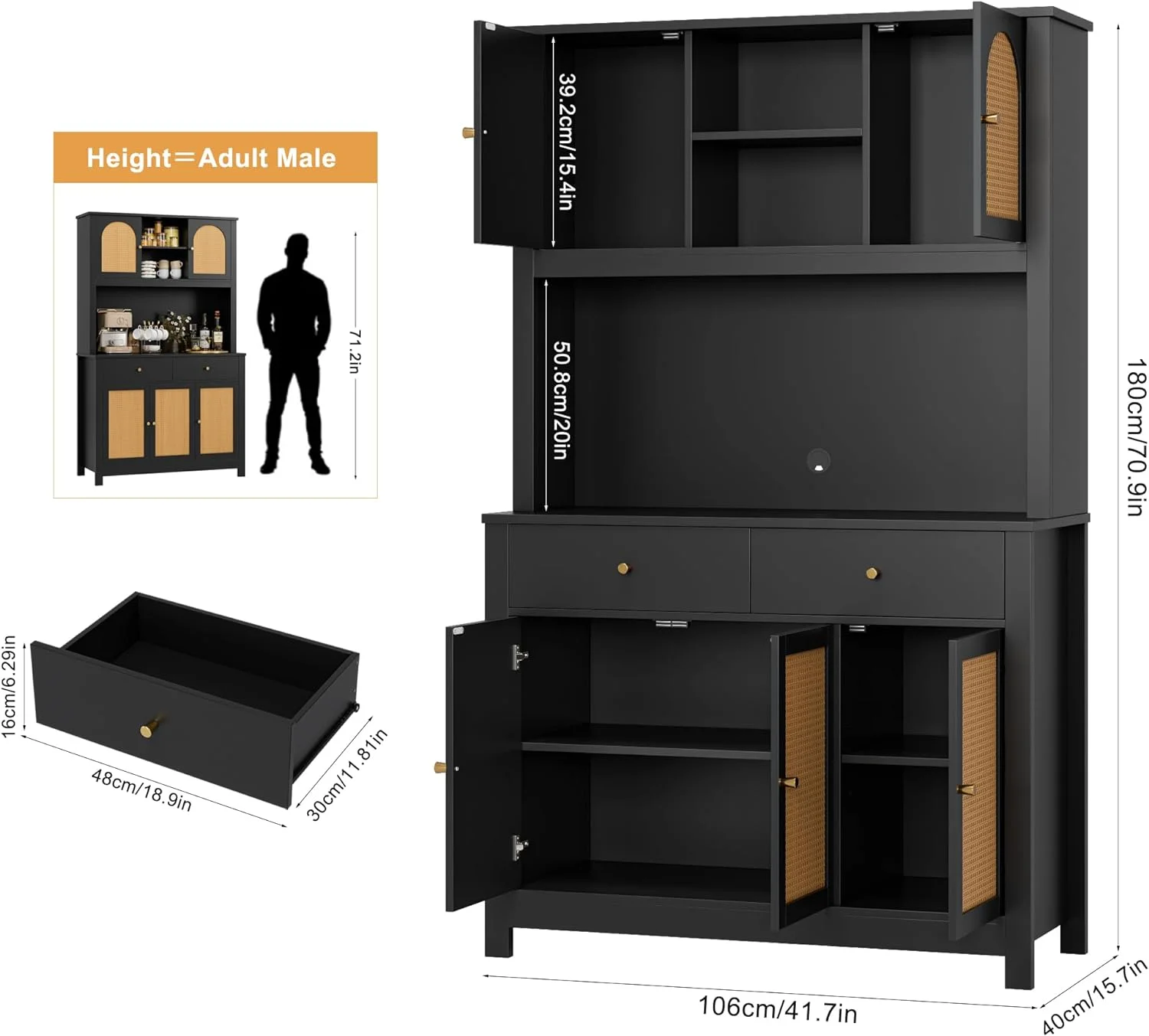 U-ToBe Kitchen Pantry Cabinet, 71