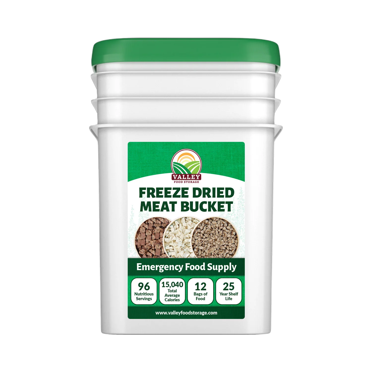 Valley Food Storage Freeze Dried Meat Bucket, 92 Servings, 25 Year Shelf Life