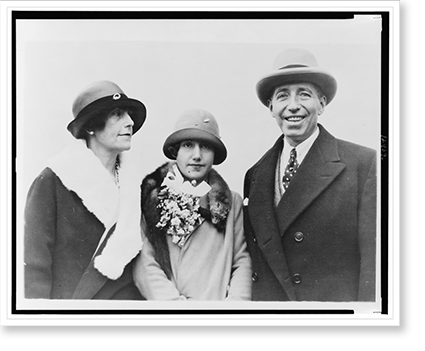 Historic Framed Print, Pierre Cartier, jeweler, wife & daughter, 17-7/8