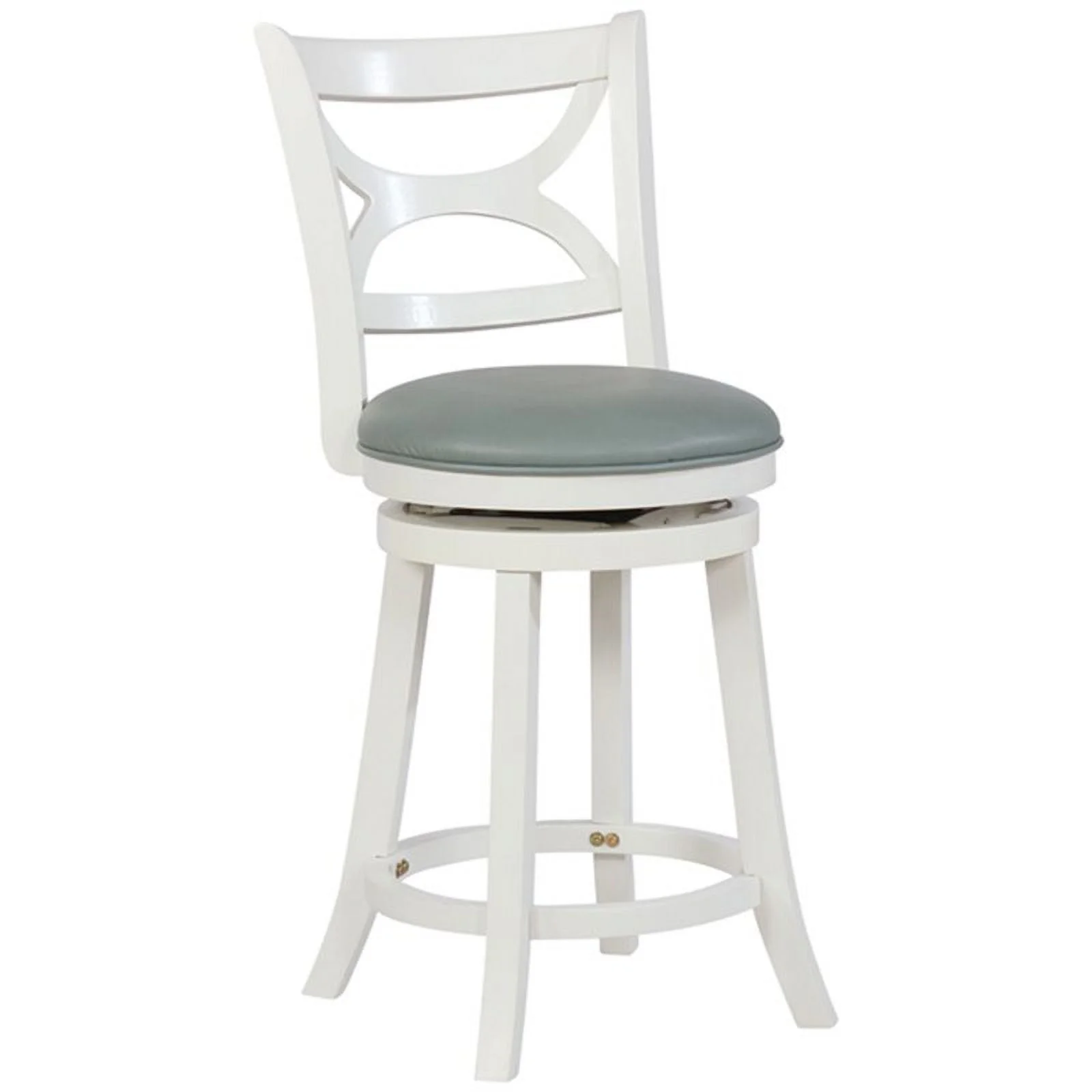 Home Square 3 Piece Swivel Wood Counter Stool Set with PU Seat in Cream