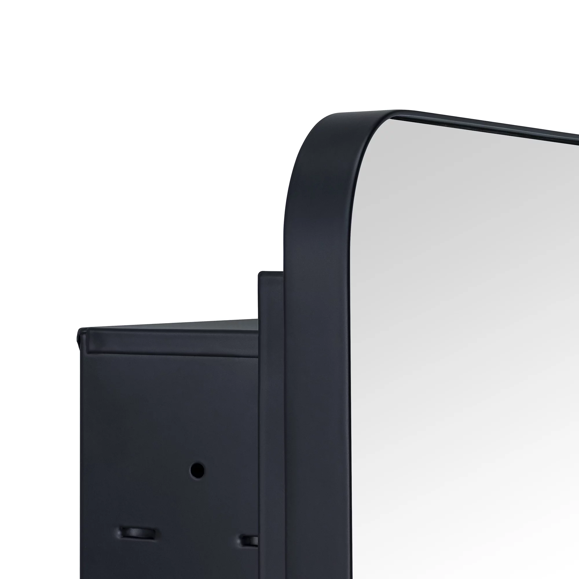 EGHOME Black Rectangle Recessed Bathroom Medicine Cabinet with Mirror Stainless Steel Metal Framed Rounded Rectangular Bathroom Cabinet with Mirror 16x24''