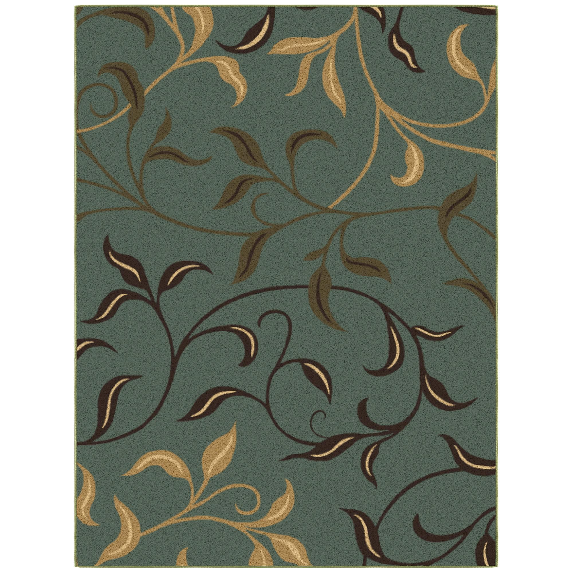 Ottomanson Machine Washable Non-Slip Rubberback Leaves 5x7 Indoor Area Rug, 5' x 6'6