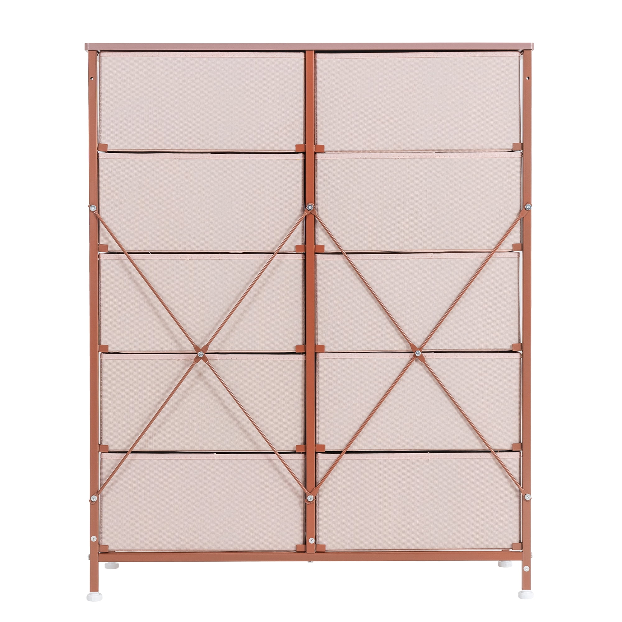 Prime Garden Pink Dresser 10 Drawers Storage Tower for Girls Bedroom,Pink