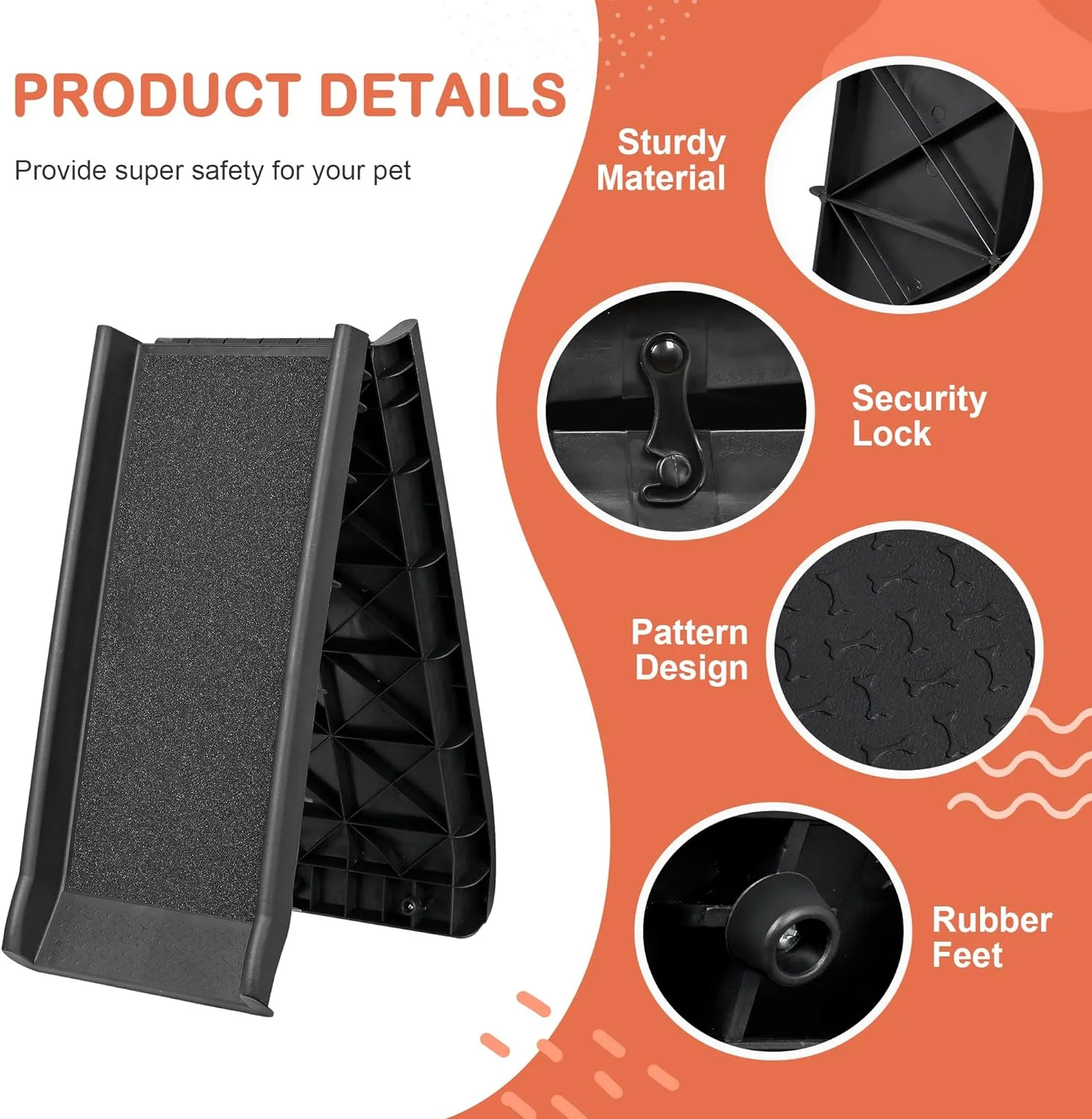 62Inch Portable Dog Ramp for Large Dogs Folding Pet Ramp for Truck Car SUVs Non-Slip Dog Stairs Step Ladder with Raised Siderails