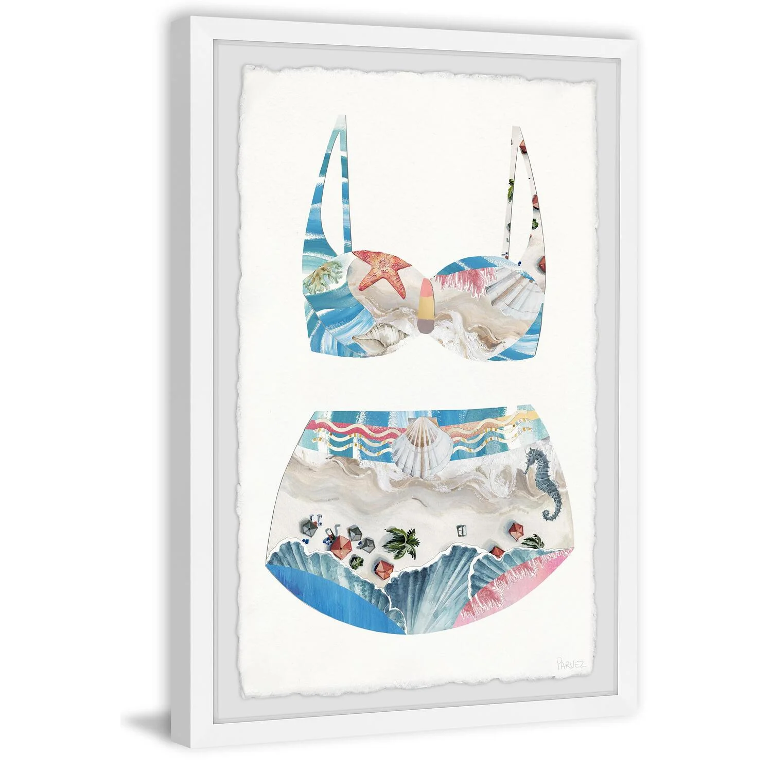 Maykoosh Retro Renaissance Coastal Beach Swimsuit Framed Painting Print
