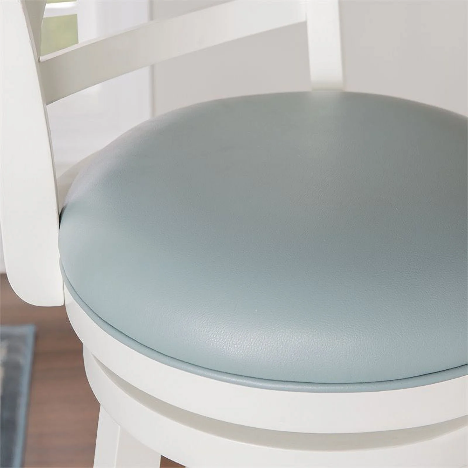 Home Square 3 Piece Swivel Wood Counter Stool Set with PU Seat in Cream